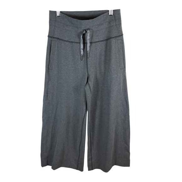 Lululemon Heathered Grey Wide Leg Crop Drawstring Athletic Pants Womens Size 4